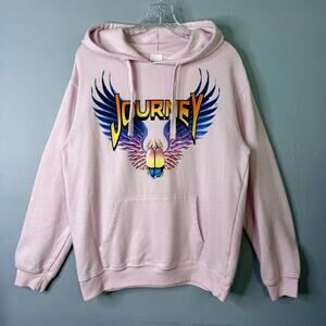 Journey Pale Pink Scarab Logo Hoodie Sweatshirt Women's Size L Stadium Rock Band